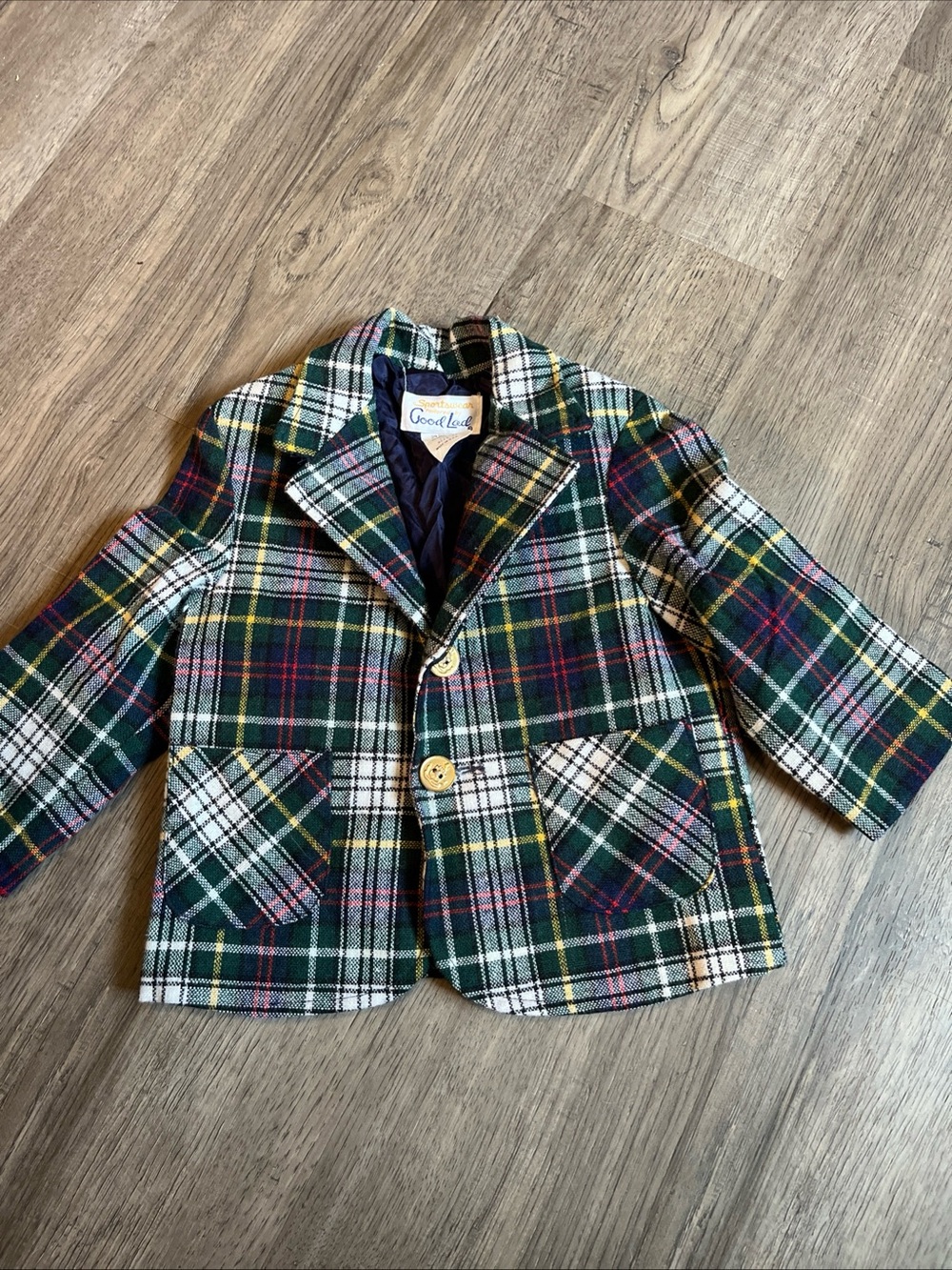 Good Lad Kids Green Plaid Button-Up Coat 2T